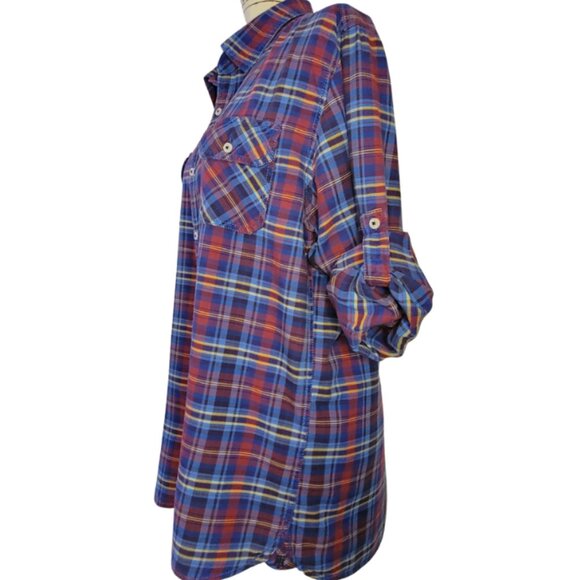 Tommy Hilfiger Ladies Tartan Plaid Button-Down Cotton Poplin Shirt, Size L - Picture 2 of 7